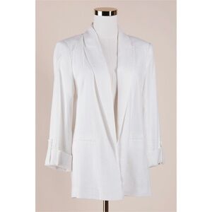 Sz S Simply Vera Vera Wang White Cream Open Front Roll Cuff Blazer NWOT